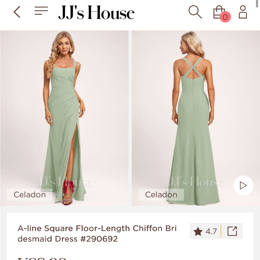 JJ’s House Bridesmaid prom Dress in CELADON. Size 6